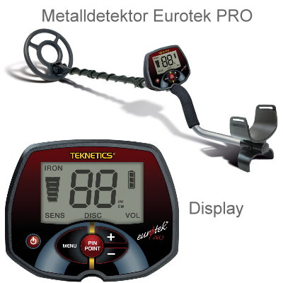 Teknetics Eurotek PRO (LTE) Ausrüstungspaket II (Metalldetektor & Pinpointer Whites & Schatzsucherhandbuch)