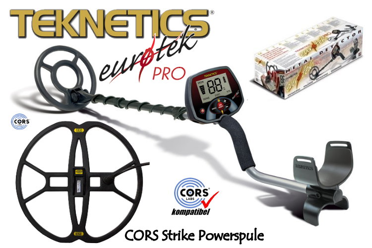 Teknetics Eurotek PRO (LTE) Metalldetektor Ausrüstungspaket mit CORS Strike Hochleistungsspule
